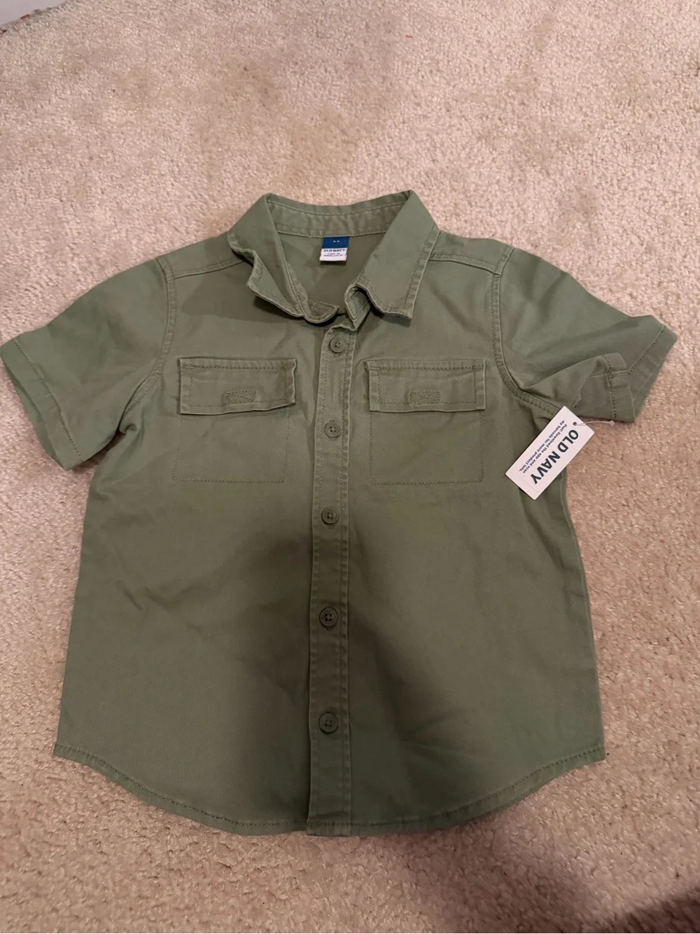 Old Navy Olive Green Short-Sleeve Button-Down Shirt